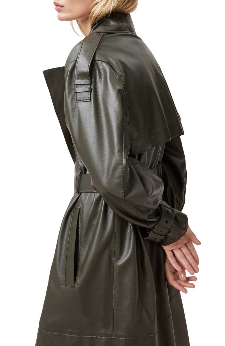AllSaints Inez Leather Trench Coat, Alternate, color, 