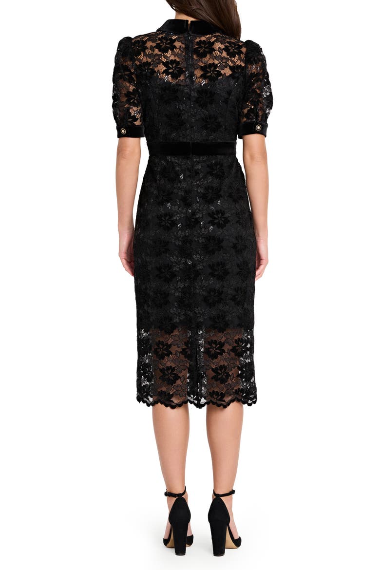 Metallic Lace & Velvet Shirtdress, Alternate, color, BLACK