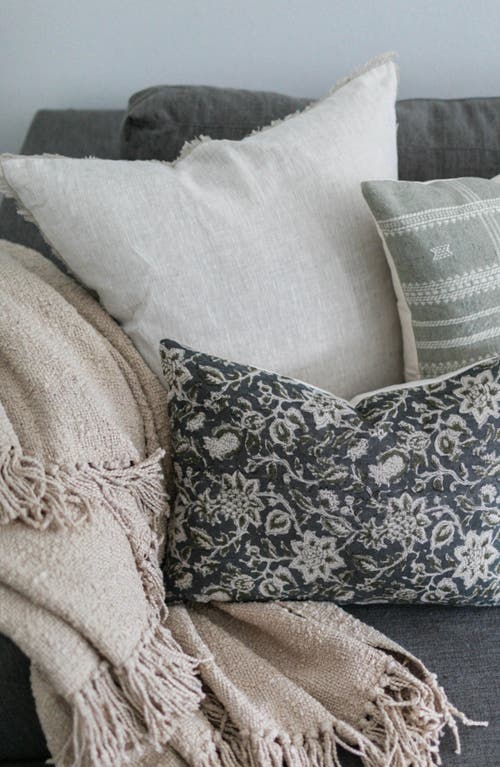 Linen & James Nora Natural Linen Fringe Pillow Cover In Natural