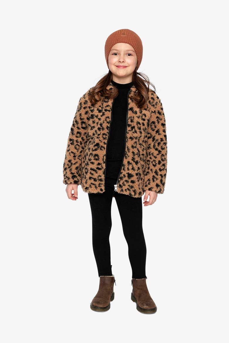 Zipped Fleece Chest Pocket Relaxed Overshirt, Alternate, color, Leopard Fur
