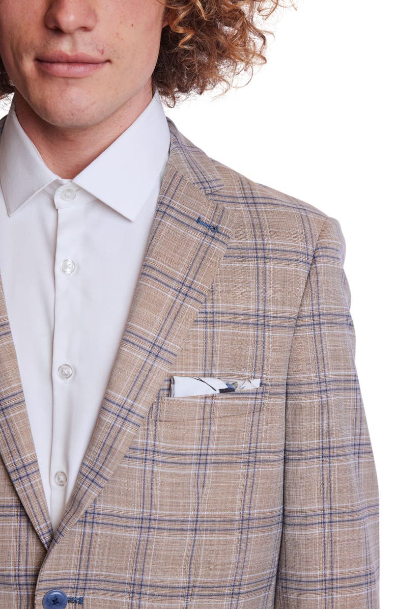 PAISLEY & GRAY Dover Slim Fit Plaid Sport Coat, Alternate, color, Tan Blue White Check
