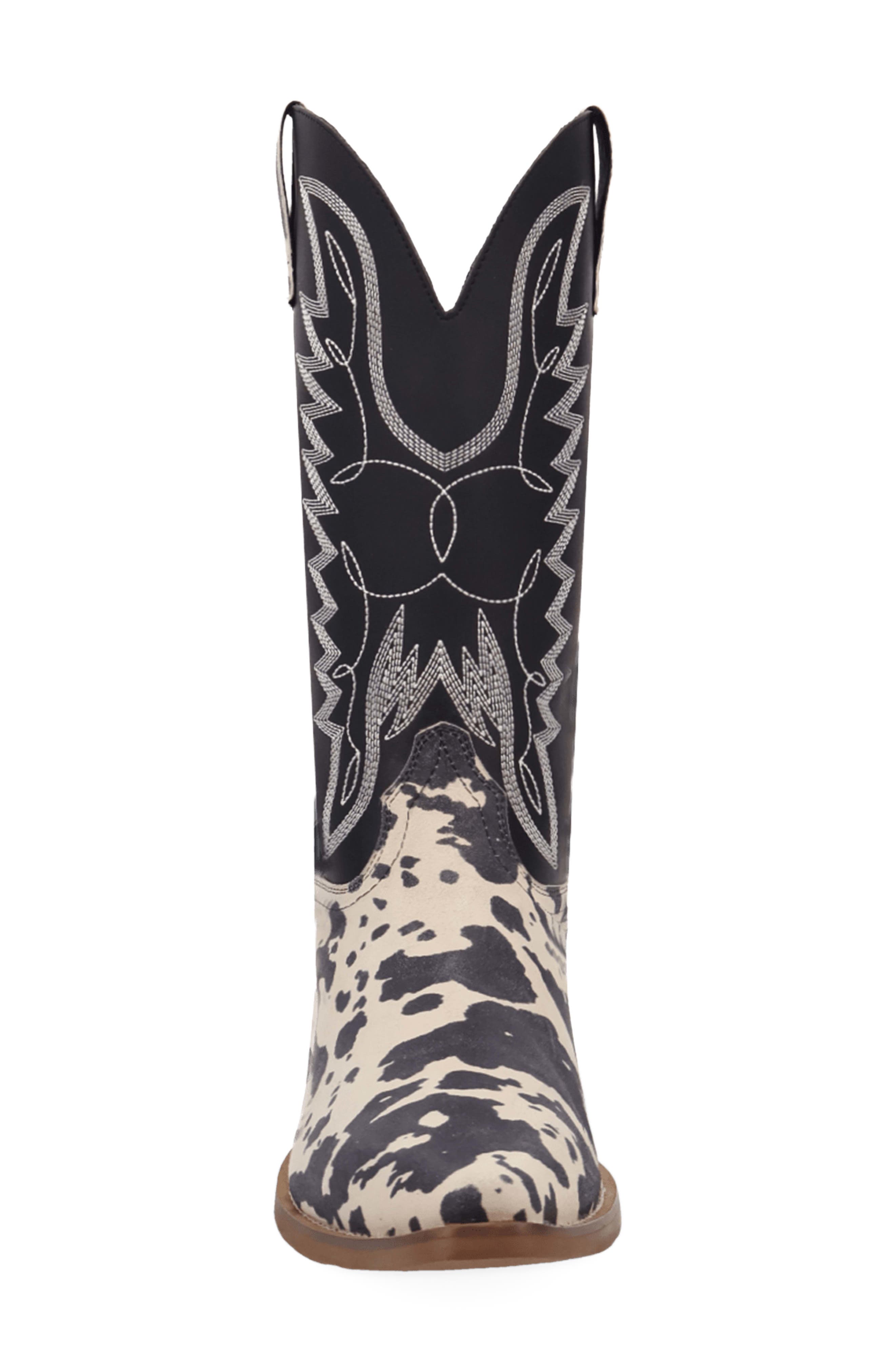 Bulls Eye Western Boot, Alternate, color, BLACK COW PRINT