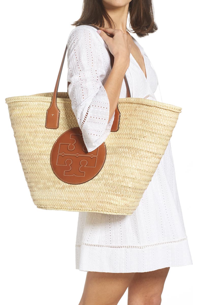 Tory Burch Ella Straw Basket Tote, Alternate, color,
