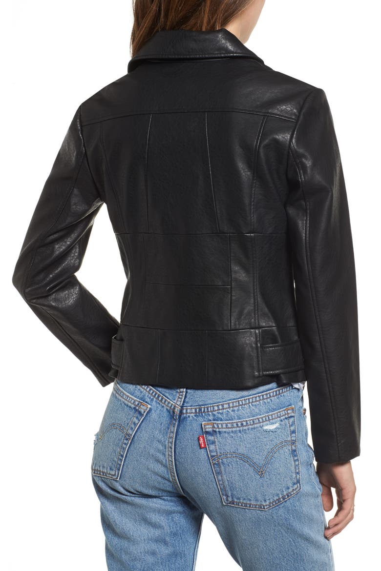 BB Dakota Maria Washed Faux Leather Patchwork Jacket, Alternate, color, BLACK