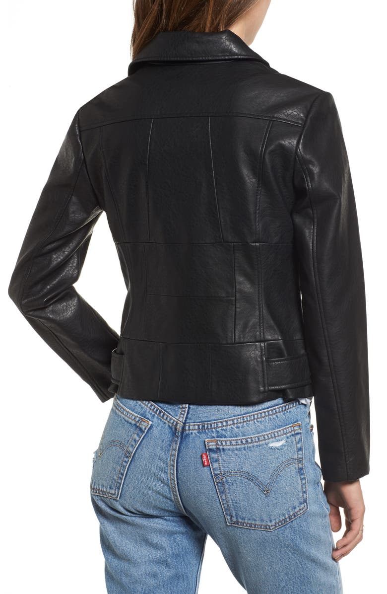 BB Dakota by Steve Madden BB Dakota Maria Washed Faux Leather Patchwork Jacket, Alternate, color, 