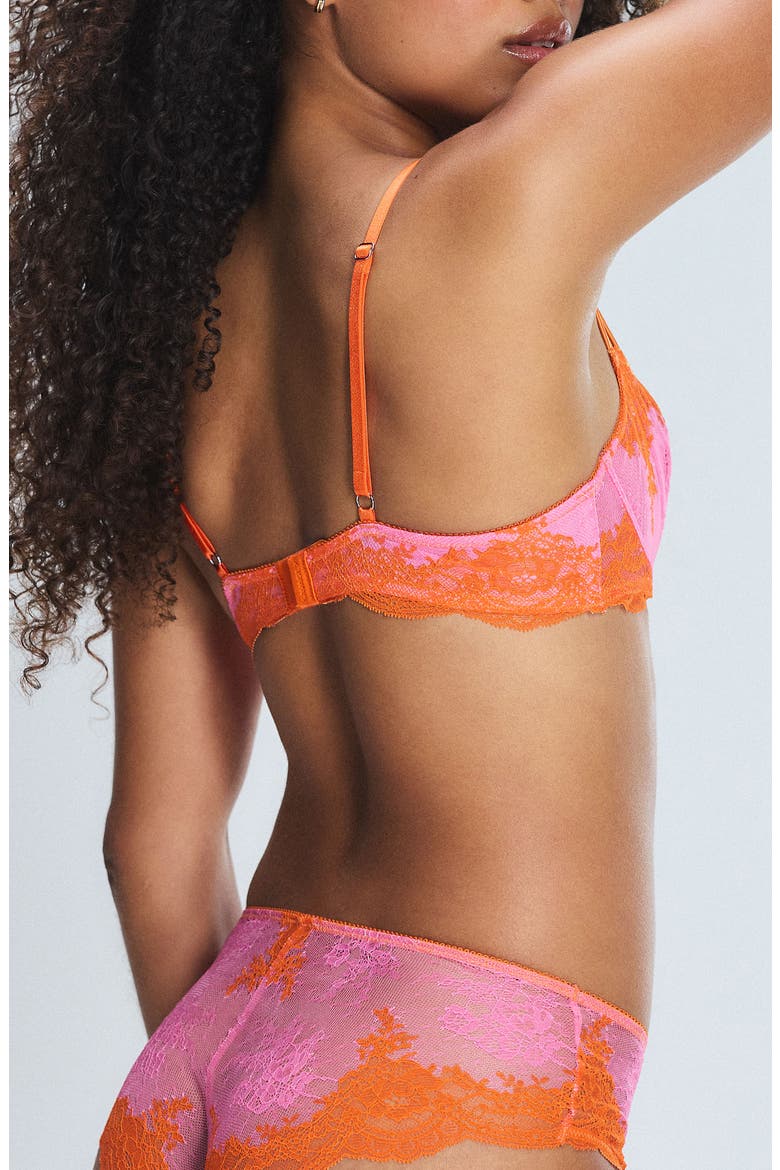 Lacestruck Unlined Balconette Bra, Alternate, color, ROSE DAY PINK/ SOL ORANGE