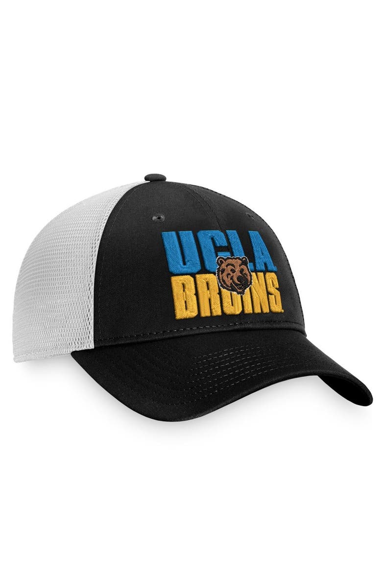 TOP OF THE WORLD Men's Top of the World Black/White UCLA Bruins Stockpile Trucker Snapback Hat, Alternate, color,