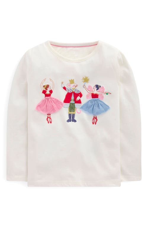 Mini Boden Kids' Embroidered Appliqué T-shirt In White