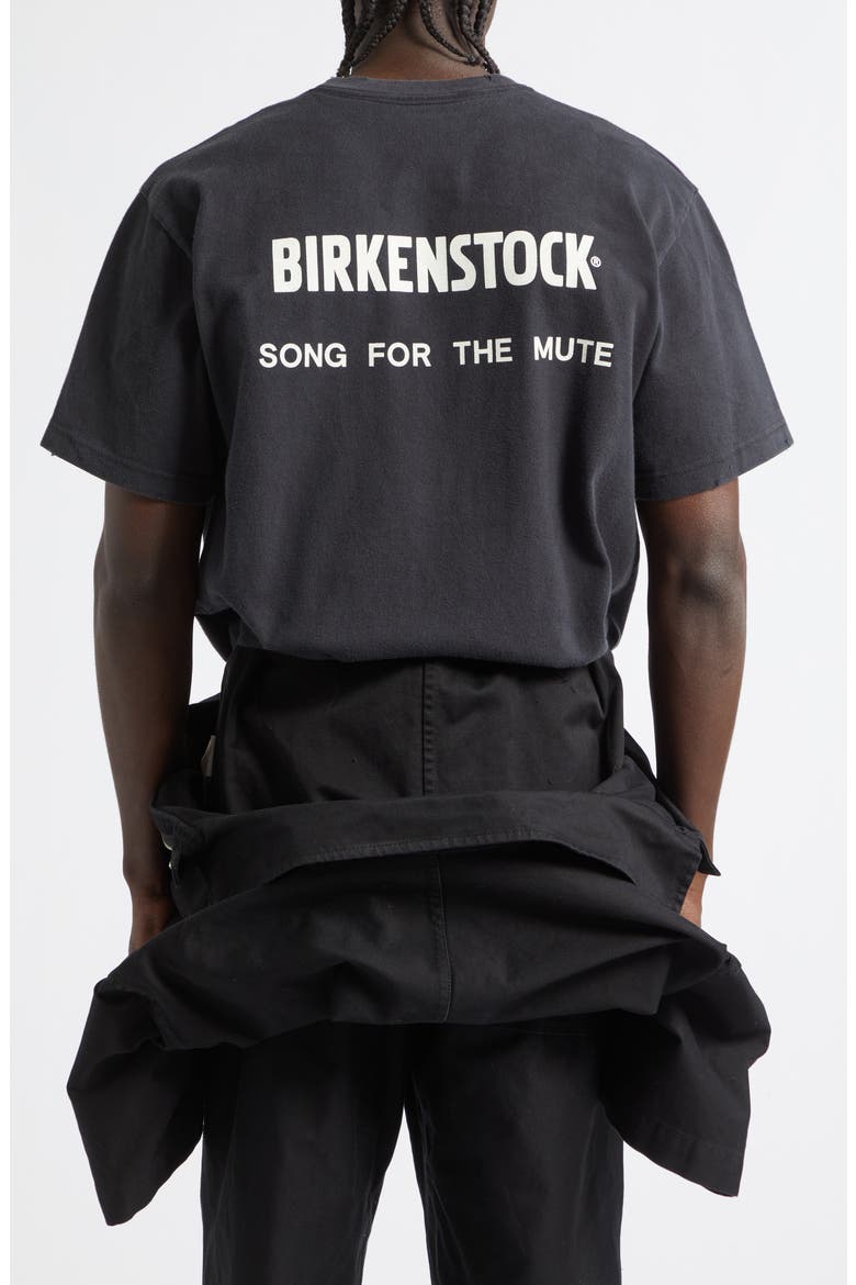 x Birkenstock The Rebel Distressed Graphic T-Shirt, Alternate, color, BLACK