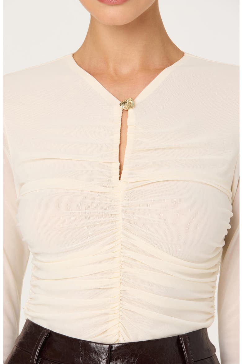 Yasmine Ruched Long Sleeve Shirt, Alternate, color, OFF WHITE