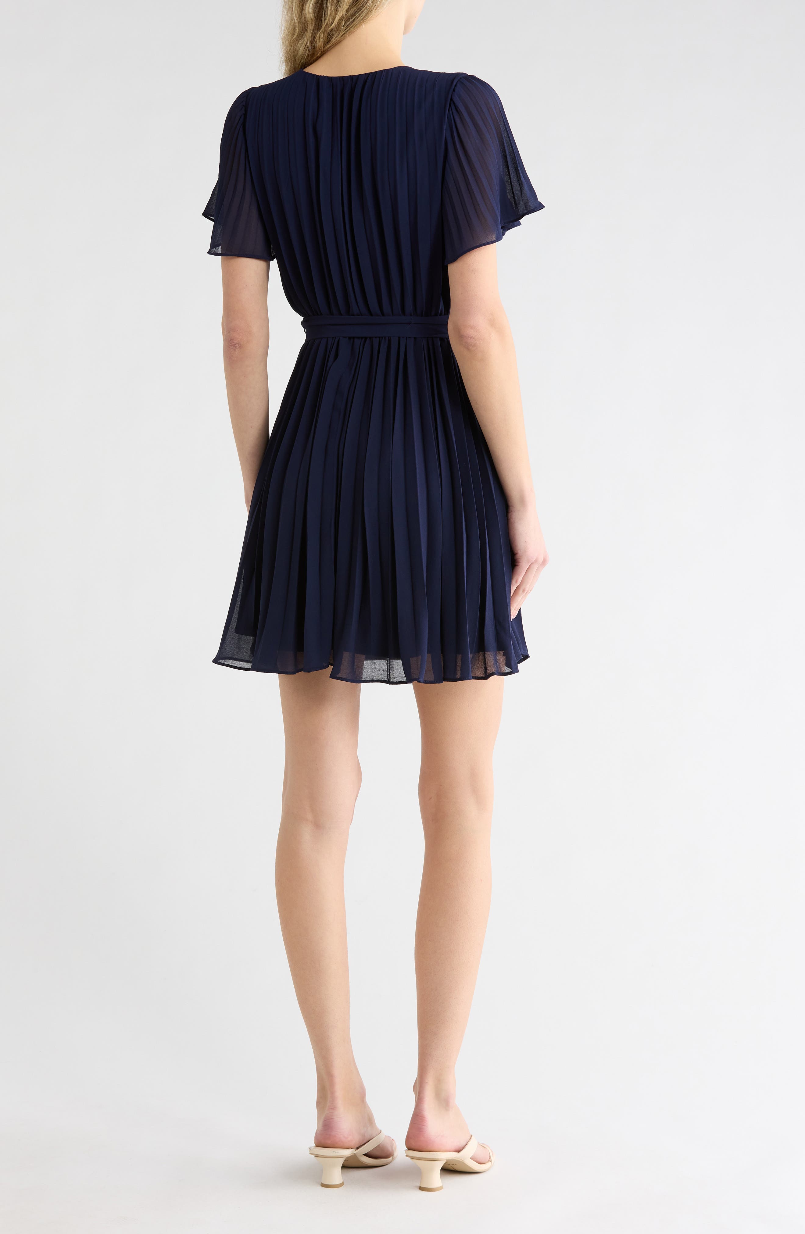 Short Sleeve Pleated Minidress - image 2