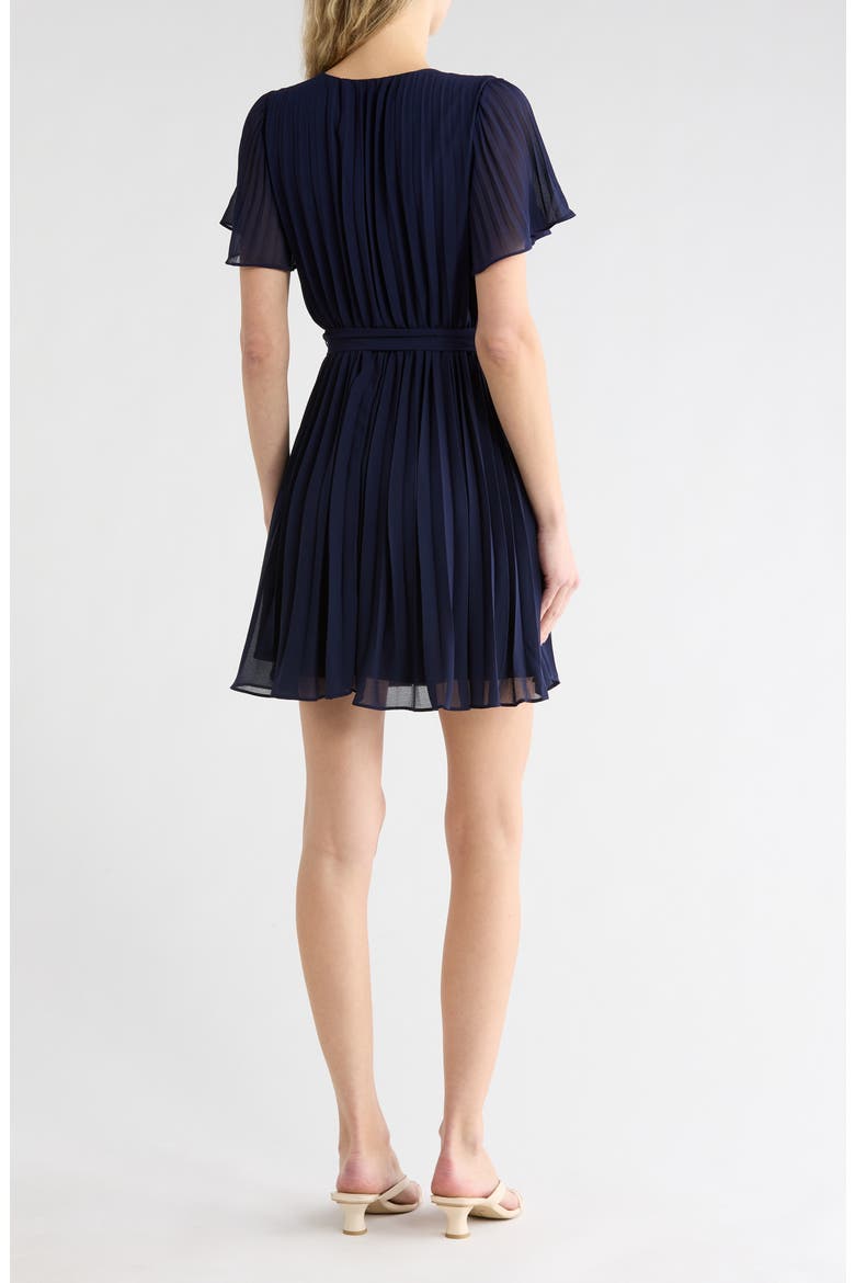 Short Sleeve Pleated Minidress, Alternate, color, NAVY