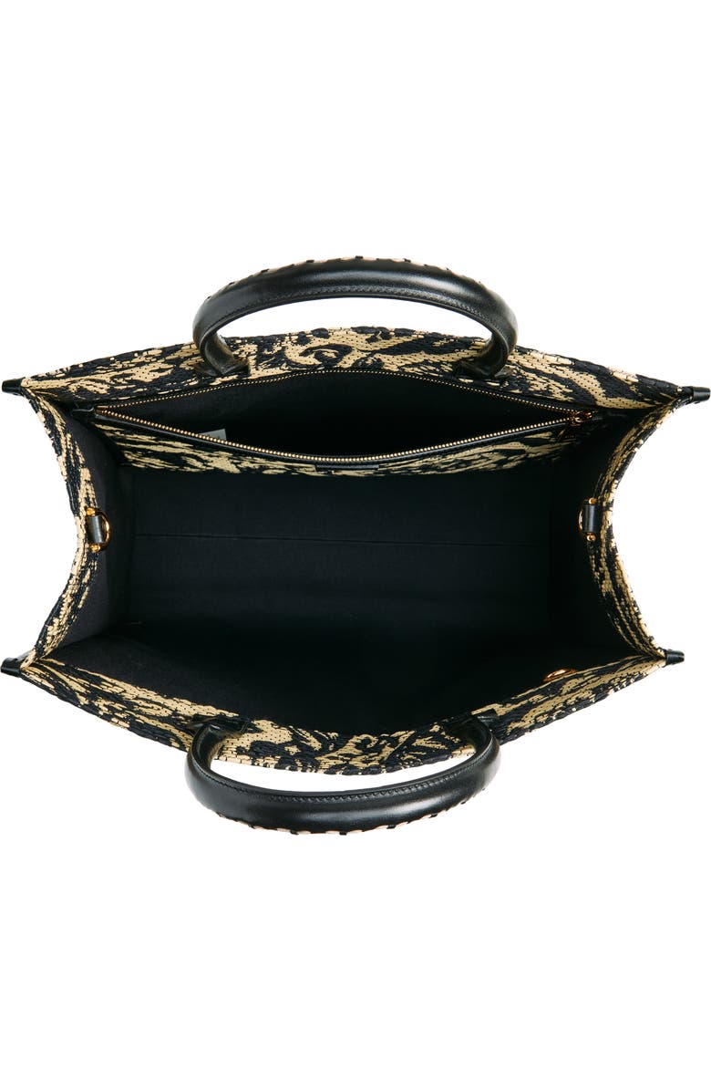 Versace Large Barocco Floral Raffia Tote, Alternate, color,