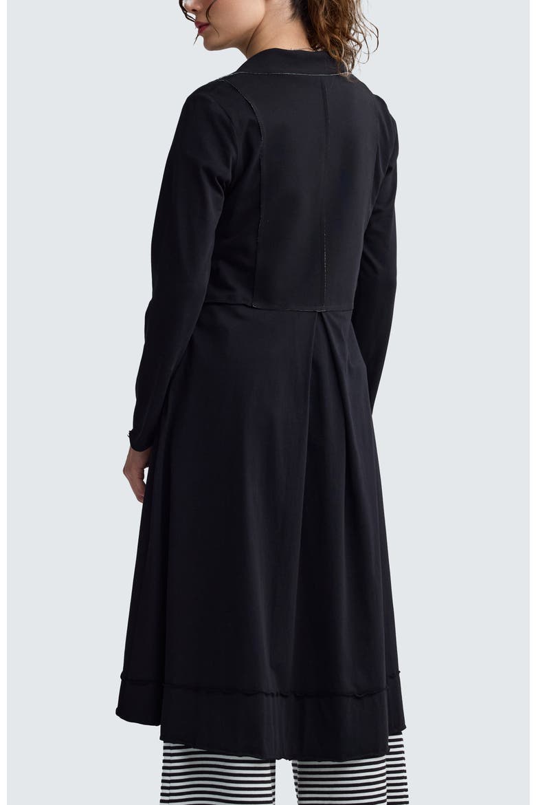 Ysolde Contrast-Stitch Long Jacket, Alternate, color, Black
