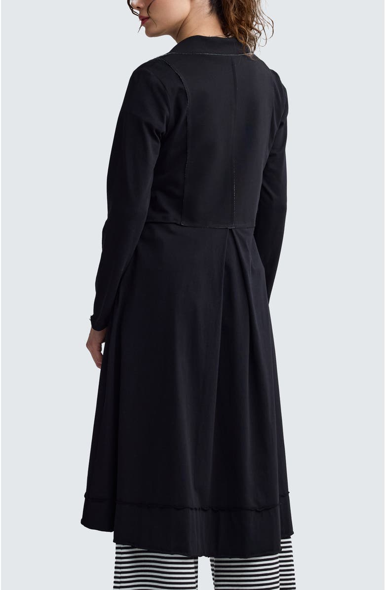 LUUKAA Ysolde Contrast-Stitch Long Jacket, Alternate, color, Black