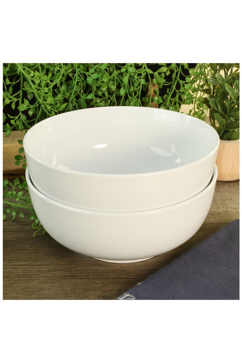 Set of 2 Serving Bowls, Alternate, color, WHITE