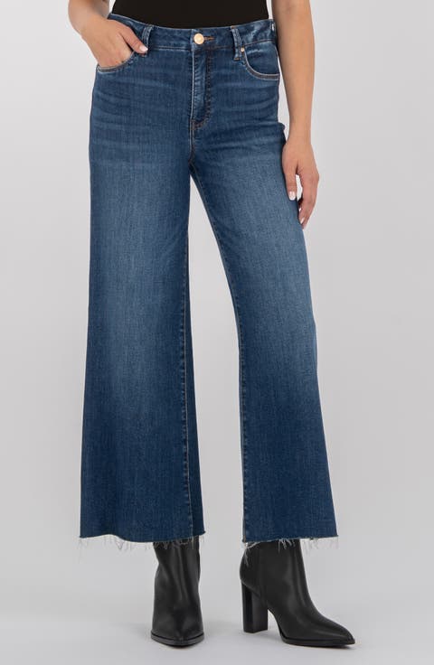 Raw Hem Wide Leg Jeans