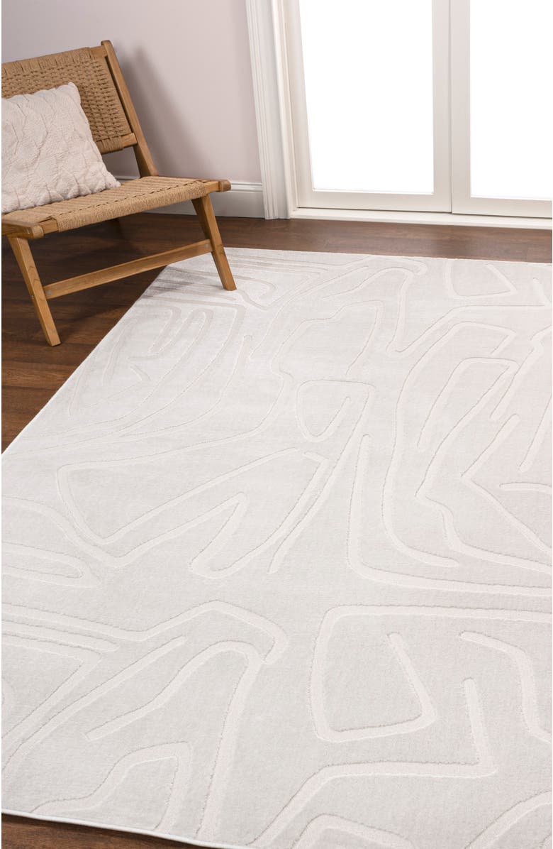 JONATHAN Y Alcina Modern Scandinavian Graphic Lines High-Low Area Rug, Alternate, color, White/Cream