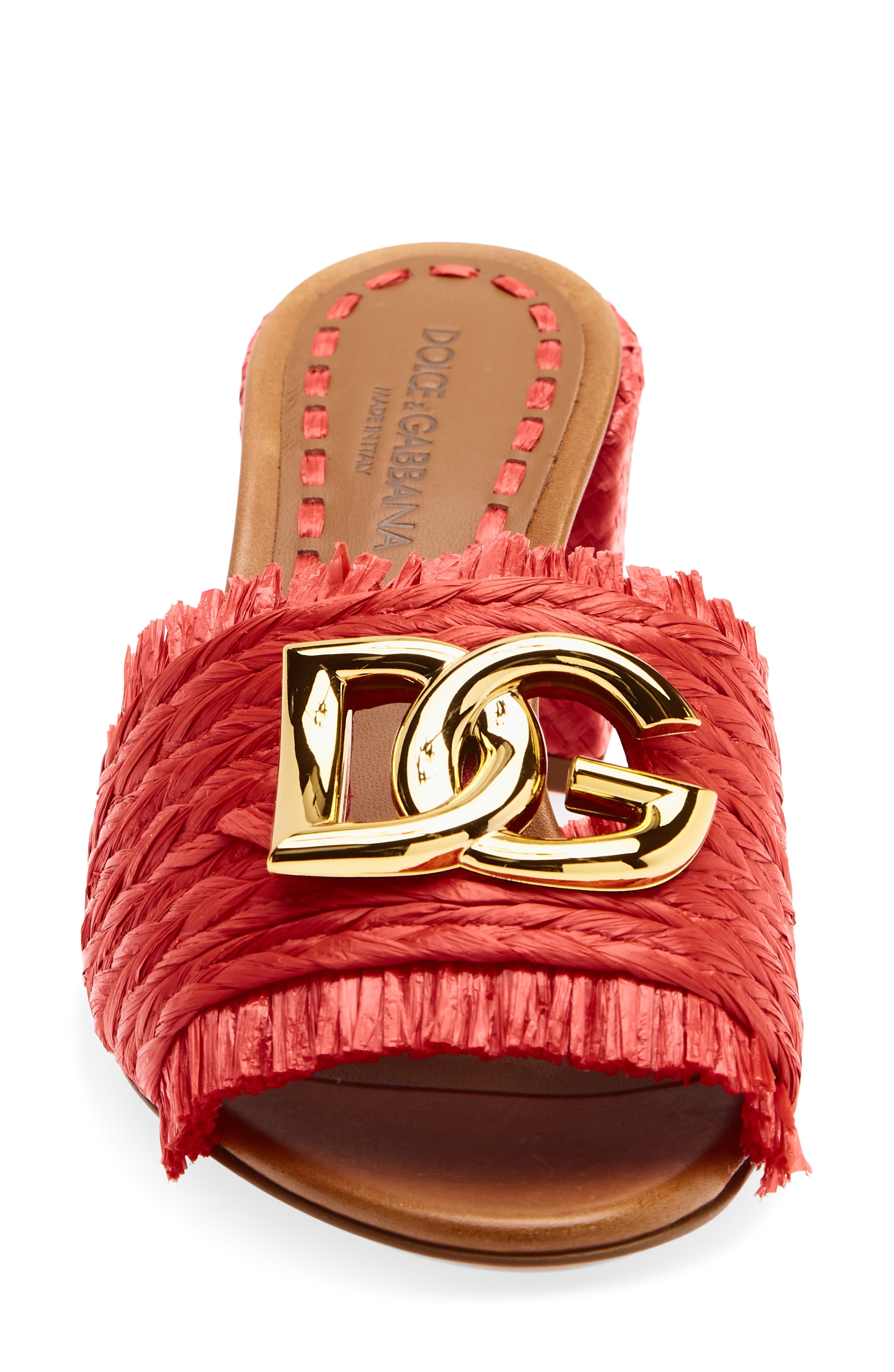 Raffia Fringe Slide Sandal, Alternate, color, 8L302 ROSSO/ SABBIA