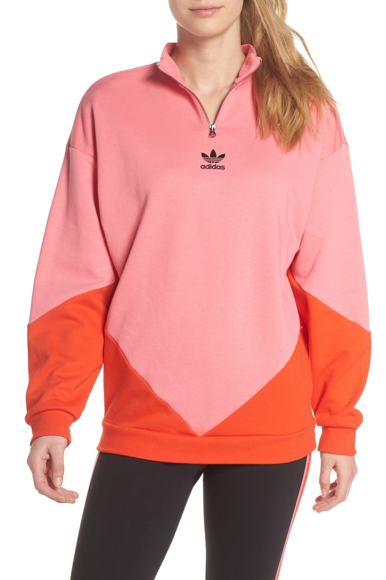 CLRDO Sweatshirt, Main, color, CHALK PINK/ BOLD ORANGE
