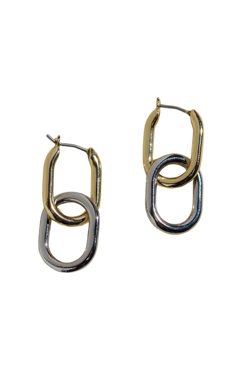 Nickel & Suede Mixed Metal Chain Link Hoop Earrings, Main, color, 