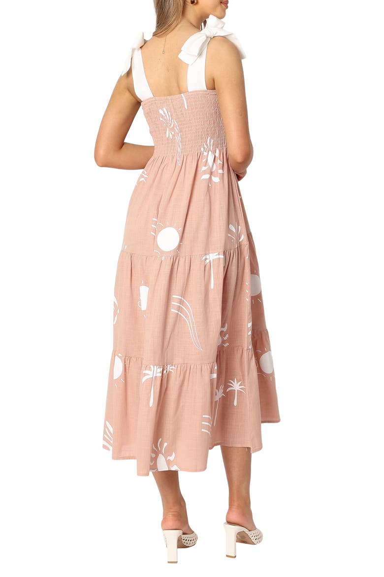 Sarelle Smocked Midi Dress, Alternate, color, TAN BLUSH