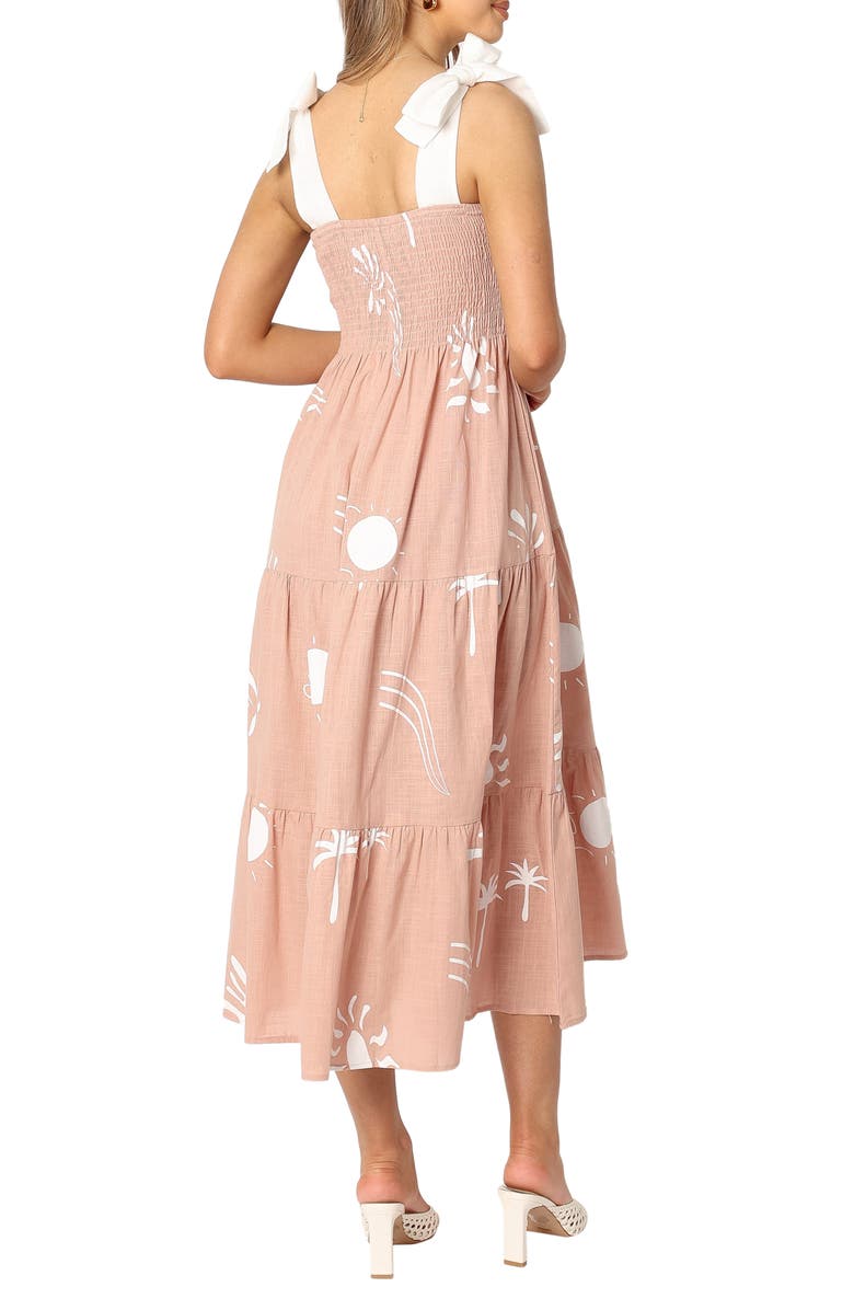 Petal & Pup Sarelle Smocked Midi Dress, Alternate, color, Tan Blush