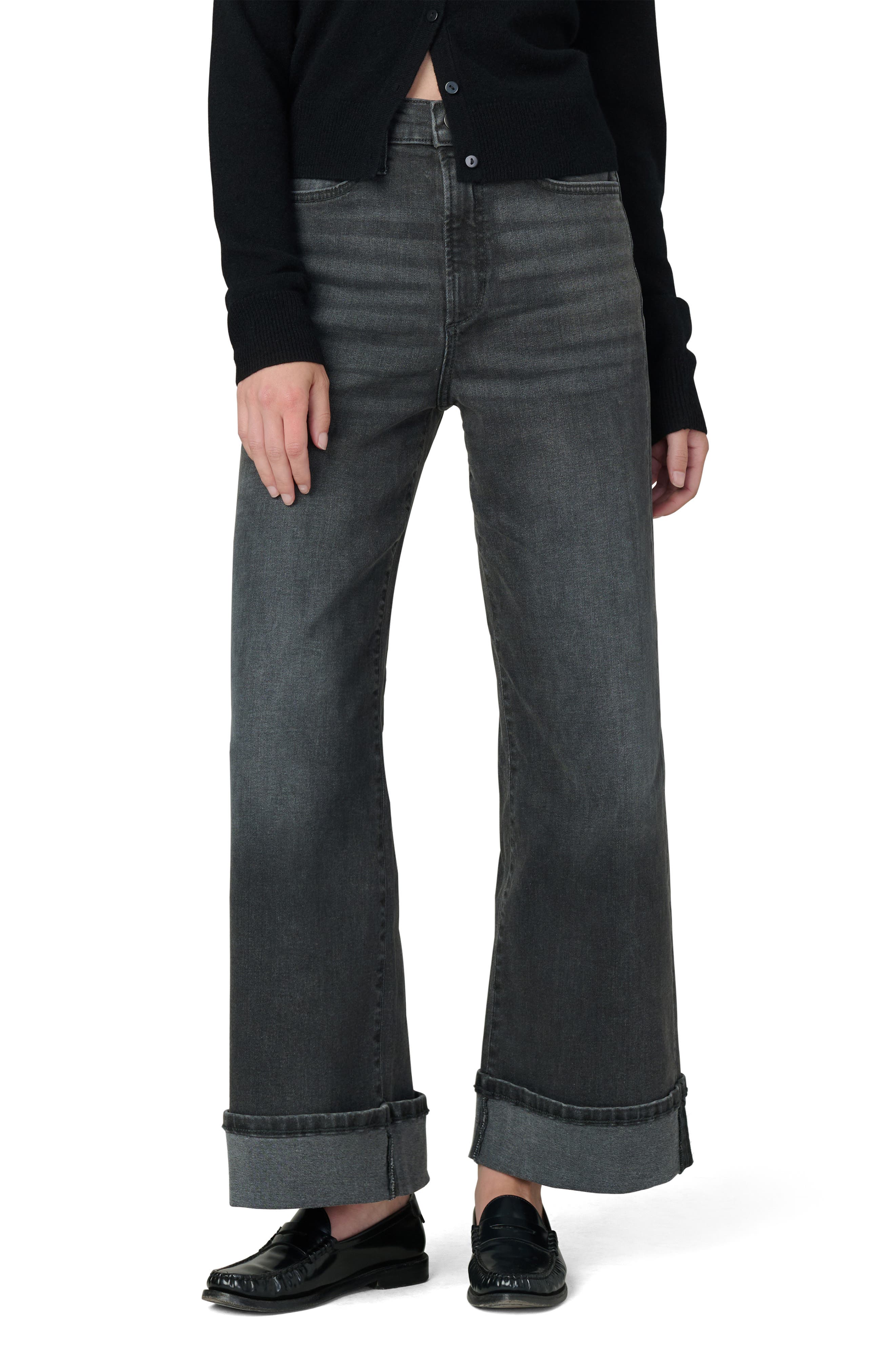 Joe's Cuffed High Waist Ankle Wide Leg Jeans
