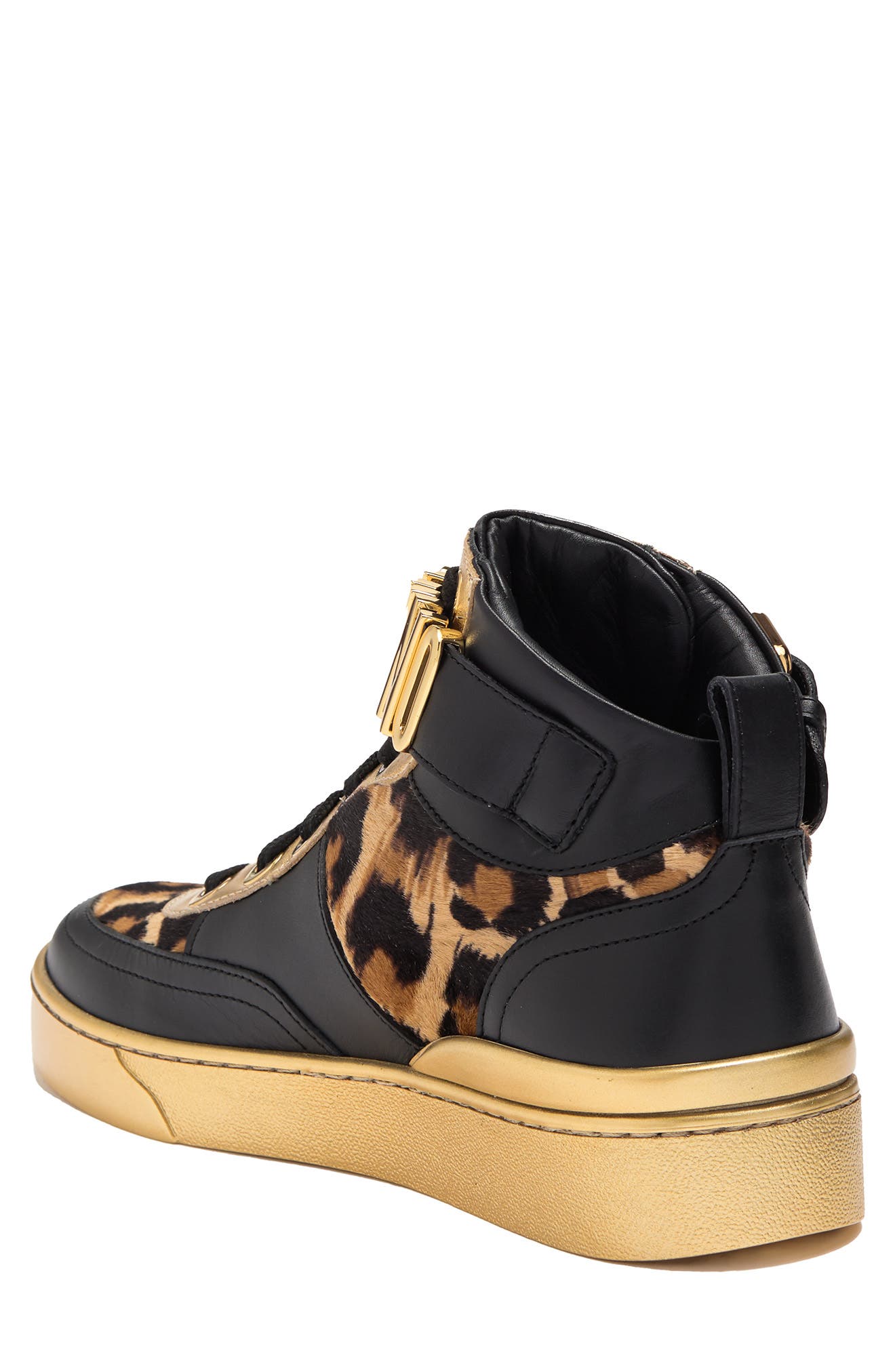 Moschino Genuine Calf Hair Detail Basket Sneaker, Alternate, color, 