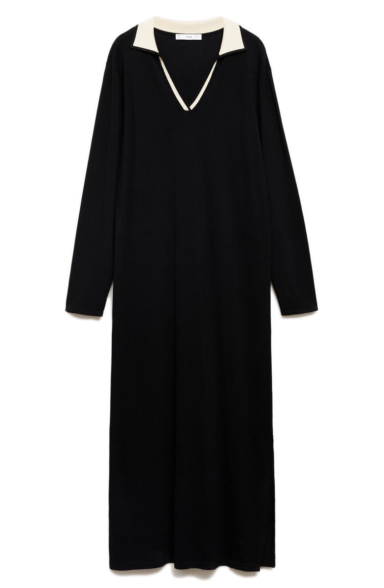 MANGO Contrast Collar Long Sleeve Knit Dress, Alternate, color, 