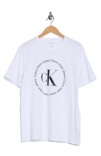 Calvin Klein Circle Monogram Cotton Graphic T-shirt In White