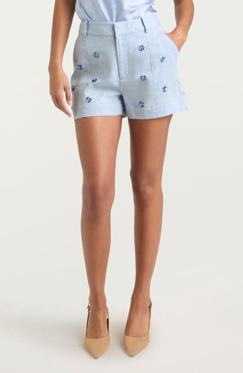 Tora Floral Appliqué Linen & Cotton Shorts