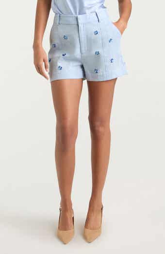 Cinq à Sept Tora Floral Appliqué Linen & Cotton Shorts