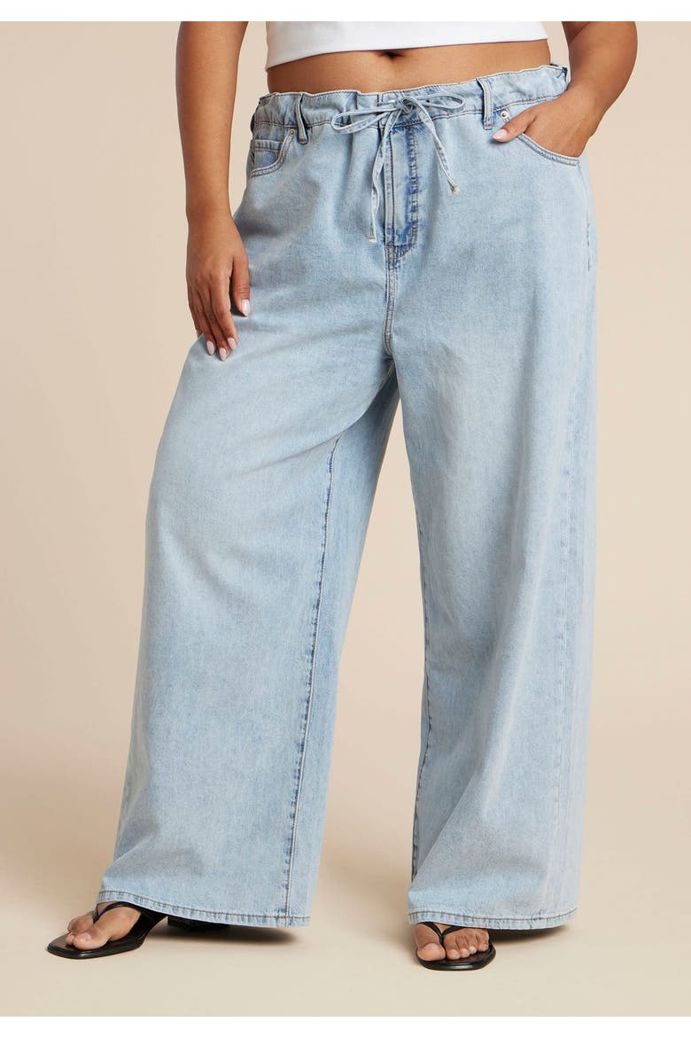 Drawstring Waist Lightweight Jean, Alternate, color, LIGHT WASH