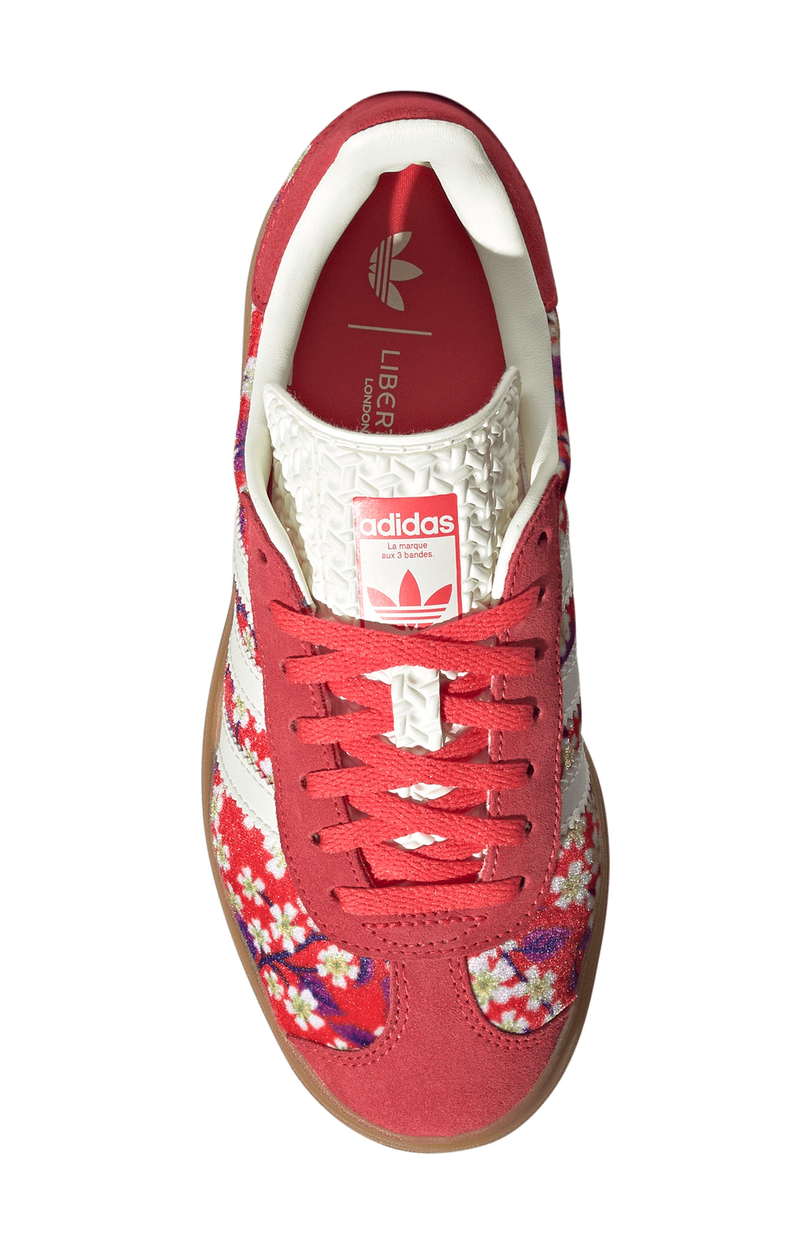 adidas x Liberty London Kids' Gazelle Bold Sneaker, Alternate, color, Off White/ Red