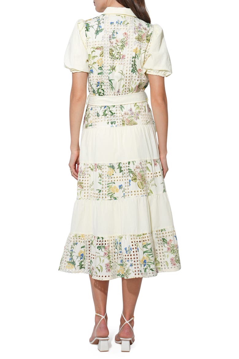 Octavia Button-Up Tiered Midi Dress, Alternate, color, IVORY