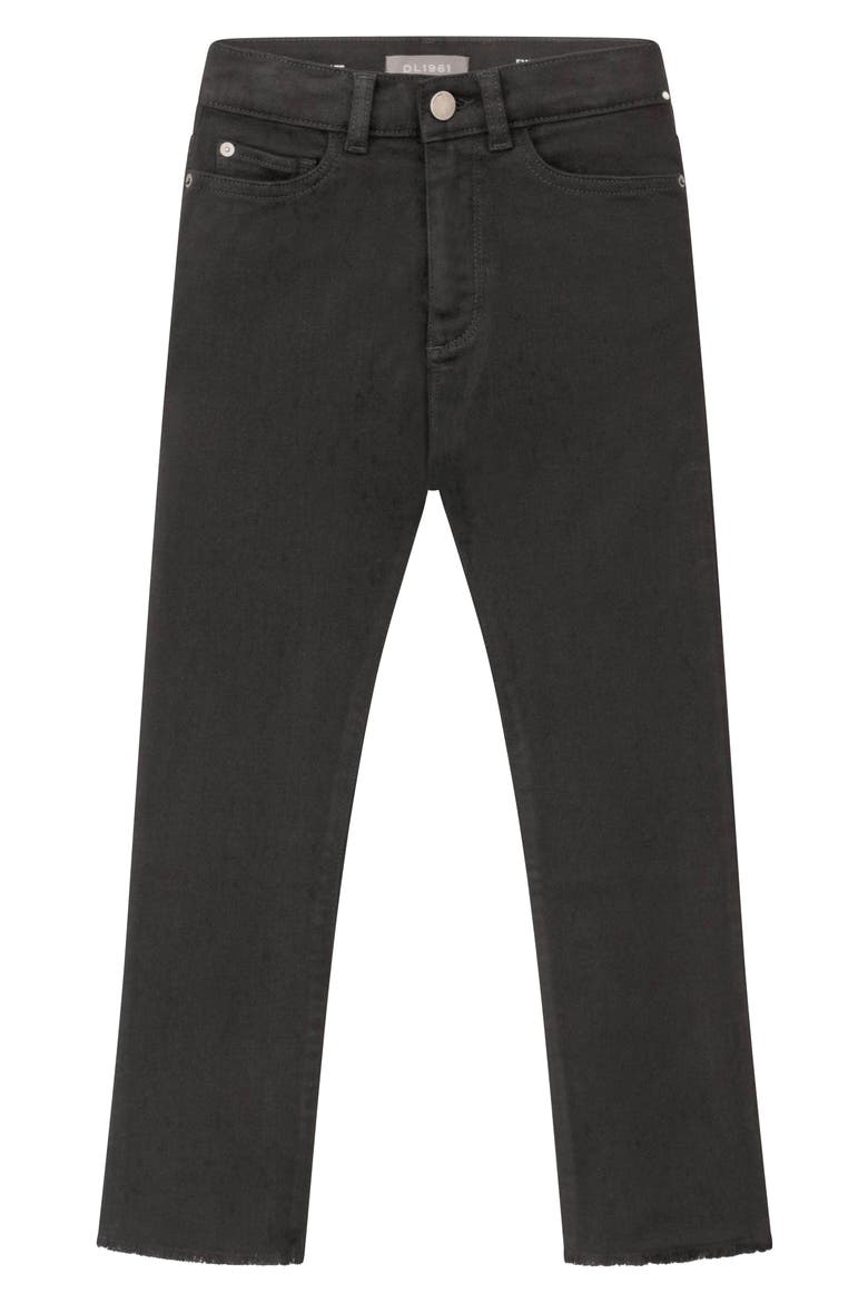 Kids' Raw Hem Straight Leg Jeans, Main, color, BLACK PEACHED