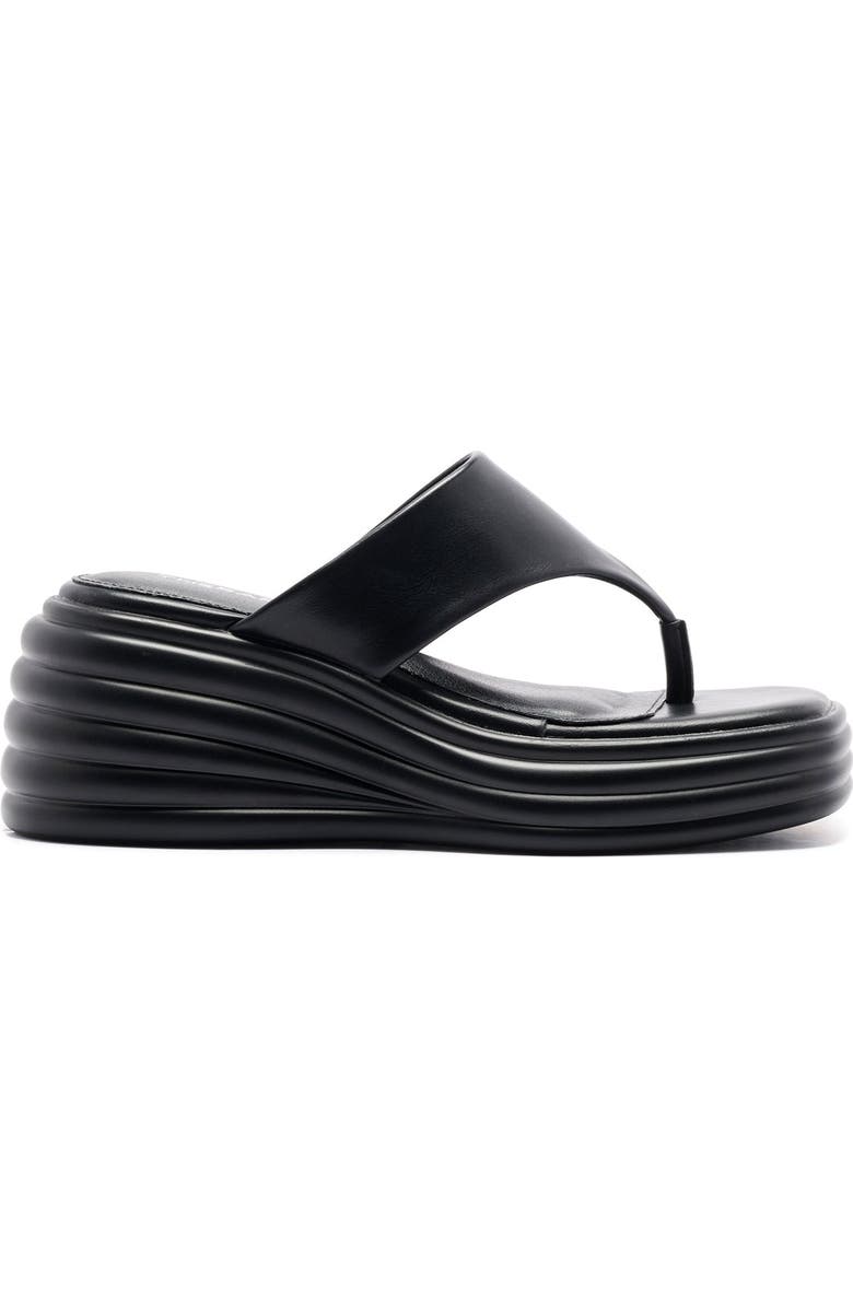 Therapy Australia FRAME square toe Wedge Sandal, Main, color, Black Smooth Pu