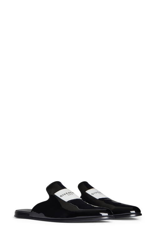 Givenchy Label Flat Mules In Patent Leather In Black