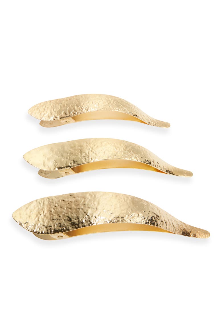 Maximas Leaf Hammered Hair Clip, Main, color, GOLD LEAF