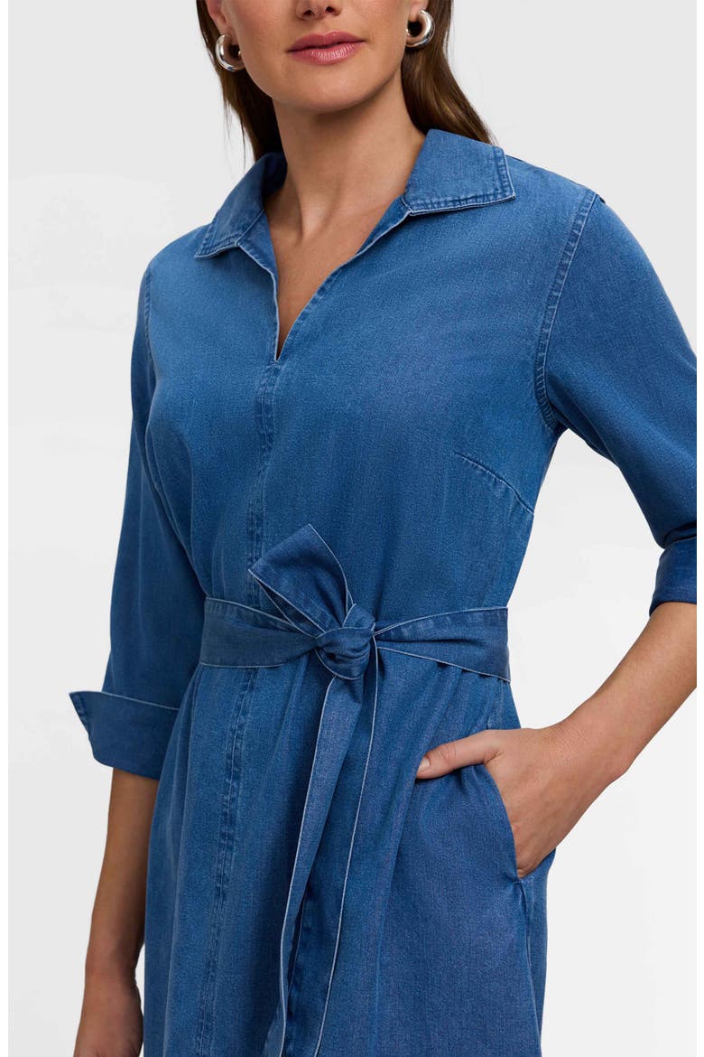 Agnes Tie Waist Denim Shirtdress, Alternate, color, MEDIUM WASH BLUE