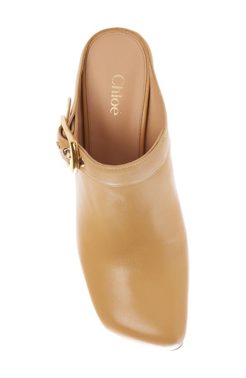 Chloé Andrea Calfskin Buckle Mule Pumps In Sandy Brown