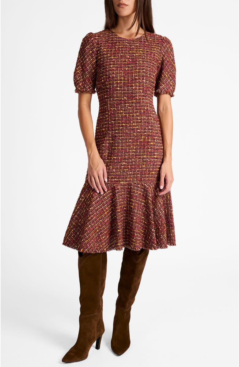 Santorelli Dasia Sheath Tweed Dress, Alternate, color, Auburn Multi