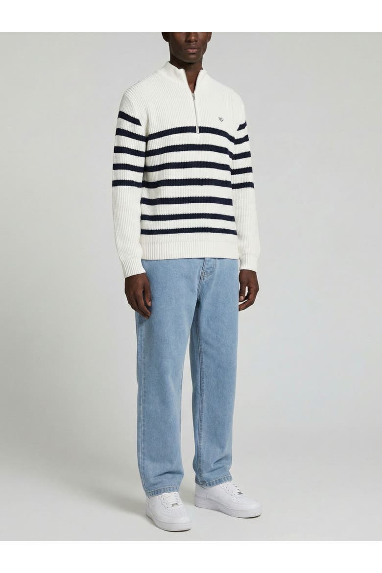 Huxley Striped Quarter Zip Sweater, Alternate, color, Off-white