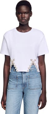 SANDRO Rhinestone crop top