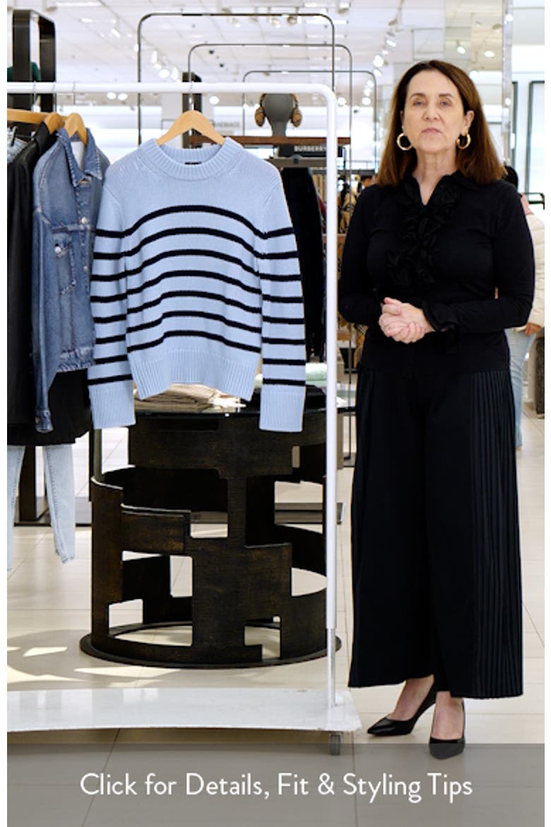 Alise Stripe Cotton Crewneck Sweater video