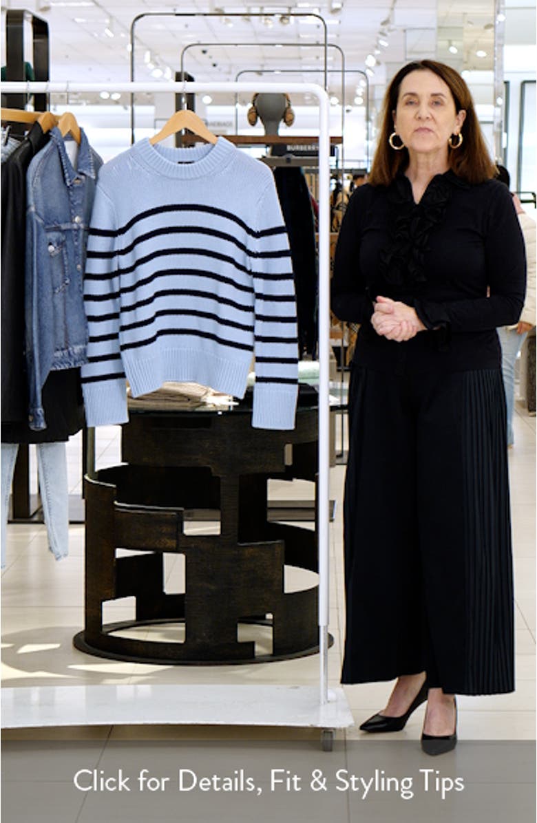 Alise Stripe Cotton Crewneck Sweater, sales video thumbnail