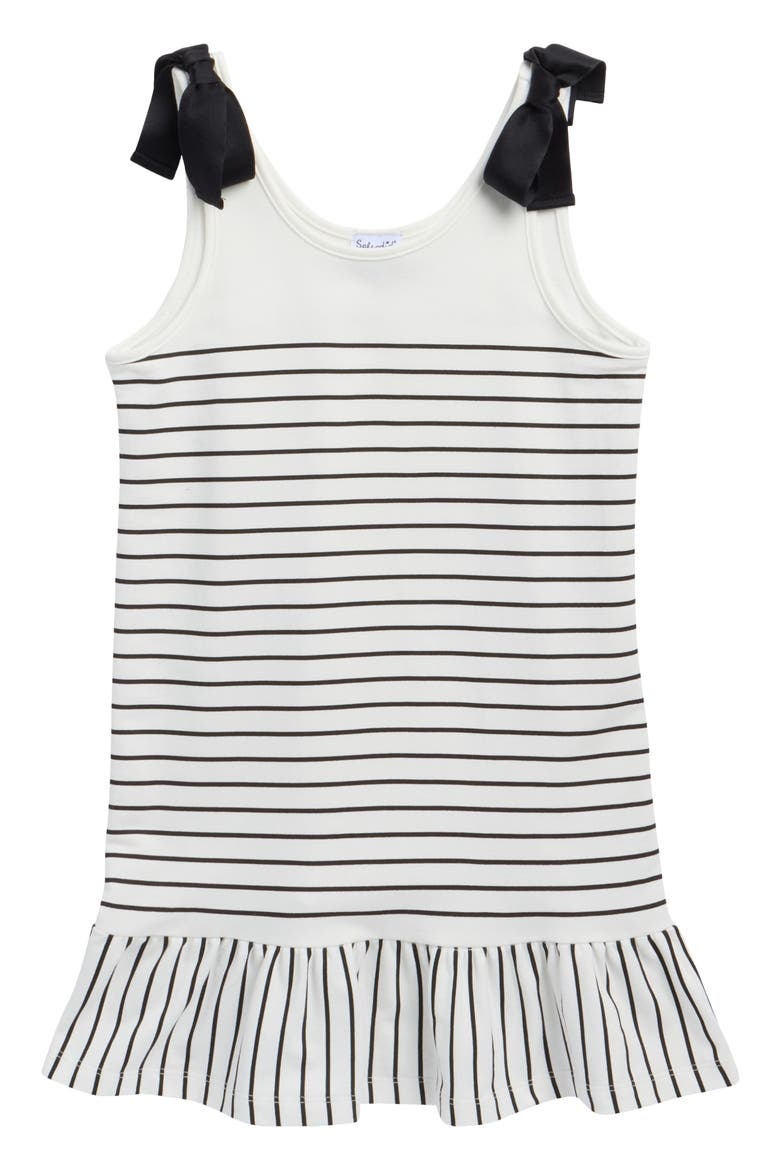 Kids' Stripe Tie Strap Dress, Main, color, JET STREAM/ BLACK