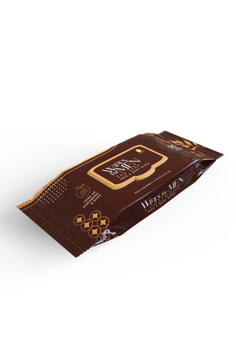 PURSONIC Men's Assorted Face and Body Wipes Cedarwood, Tea Tree, and Eucalyptus, Alternate, color, Multicolor