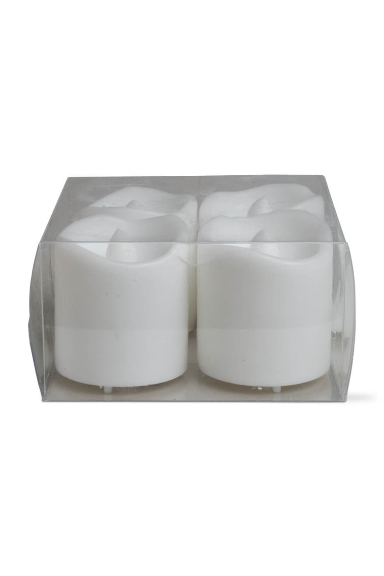 Set of 4 LED Flameless Votive Candles White Tealights, Main, color, White